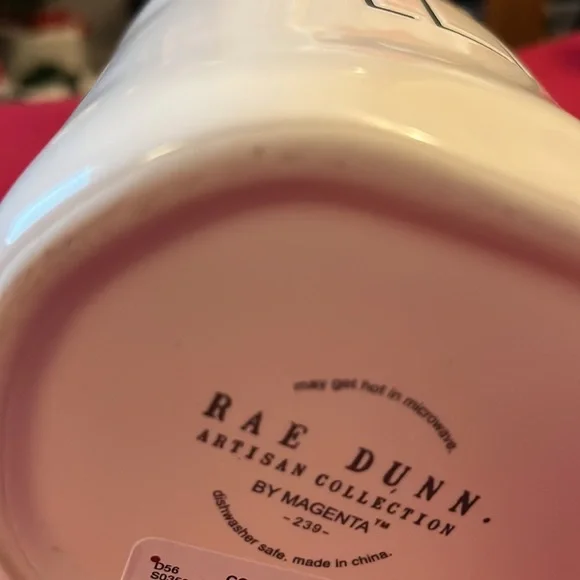 Rae Dunn ELF mug white with black writing and red interior - Picture 5 of 5